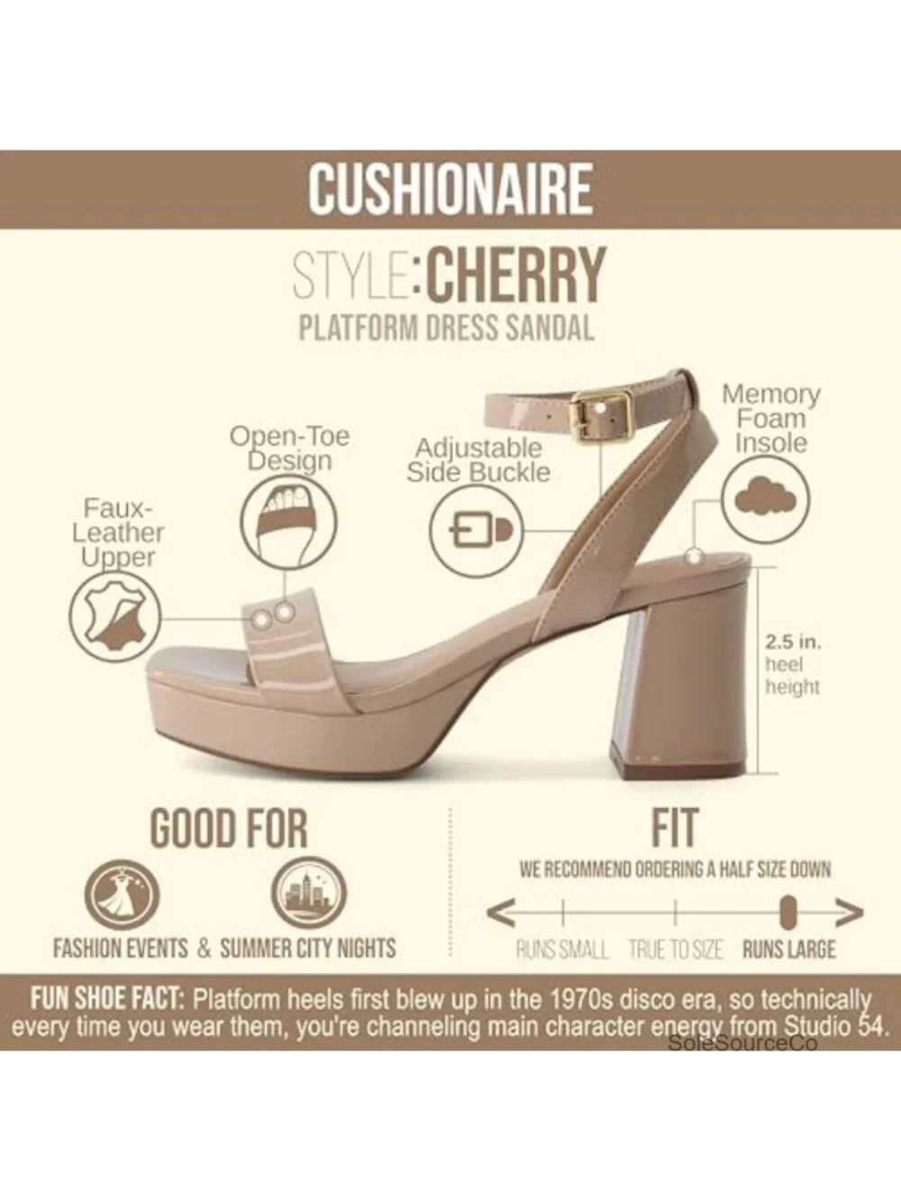 Platform Sandal with Memory Foam Insole, Ankle Strap, Wide Widths Available
